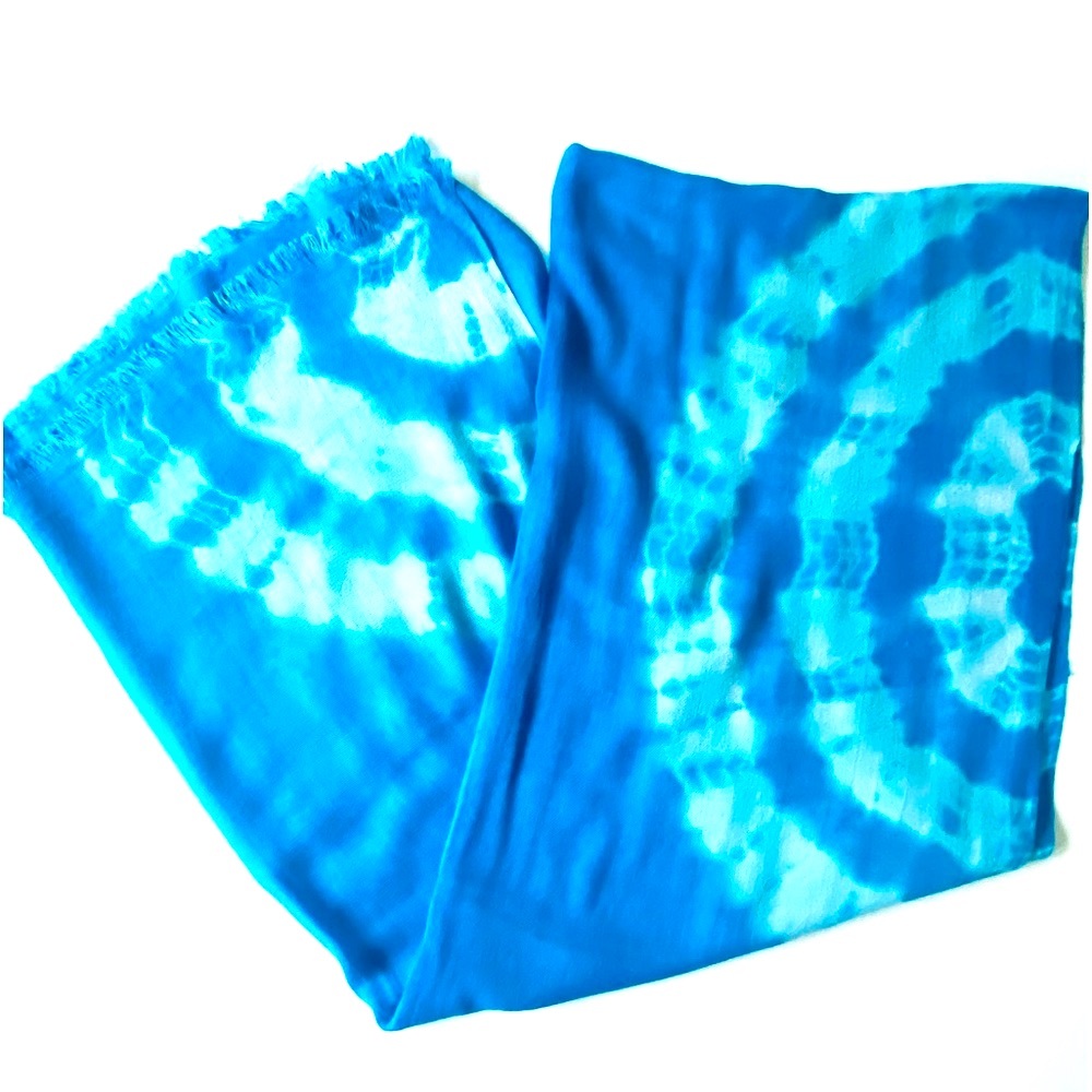 Brilliant Turquoise Tie Dye Scarf - Lightweight Gauze Material